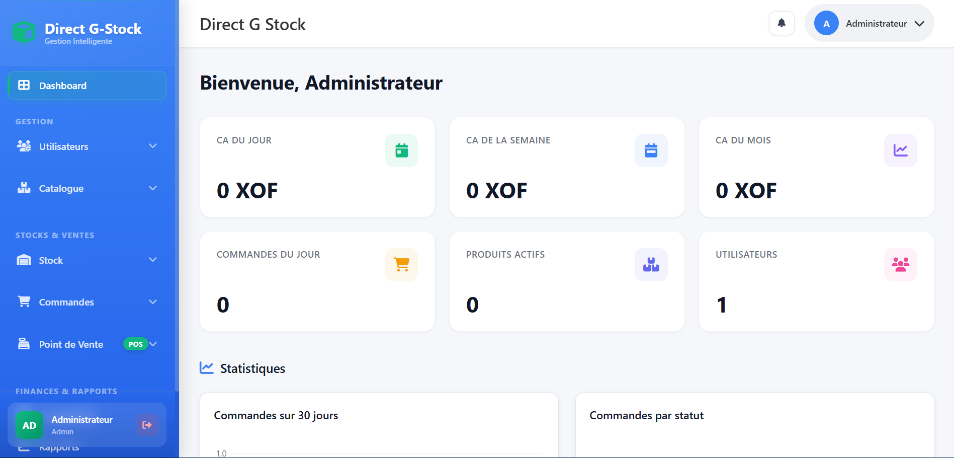Direct G-Stock — Application web, capture d'écran